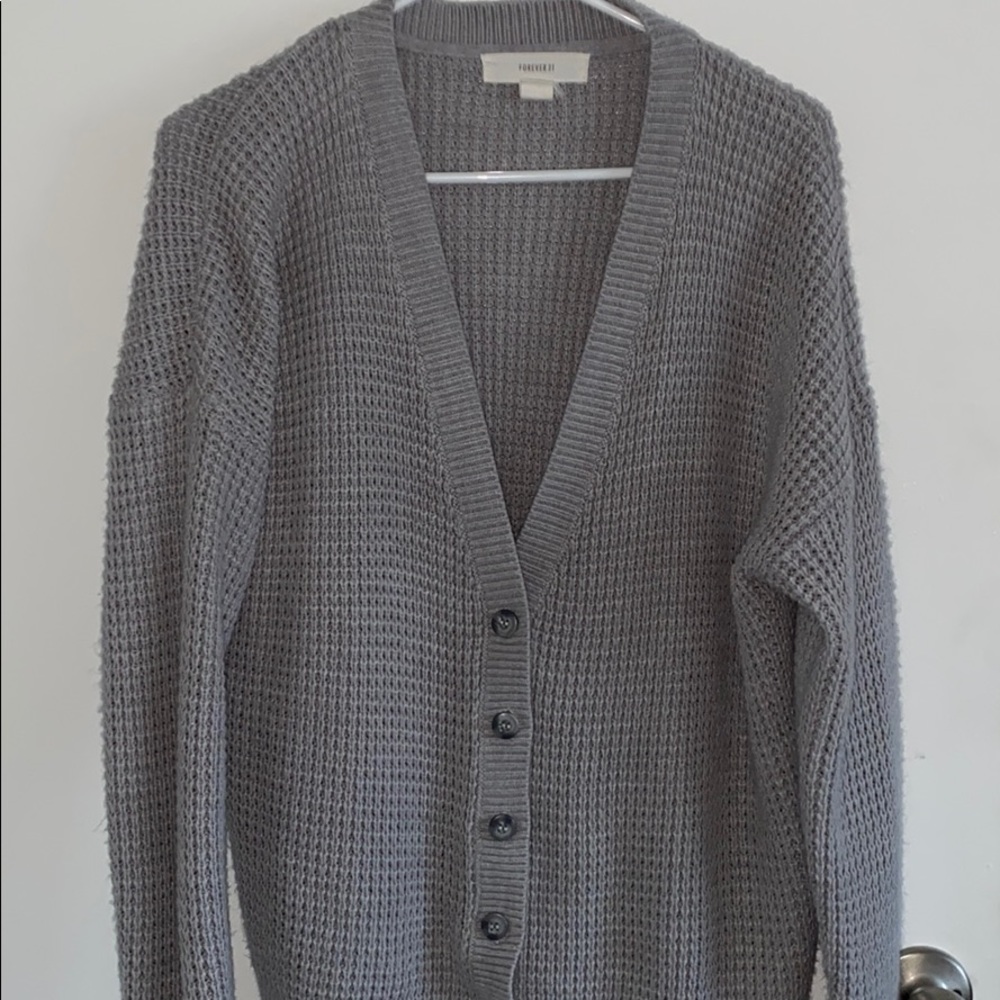 Grey knitted cardigan